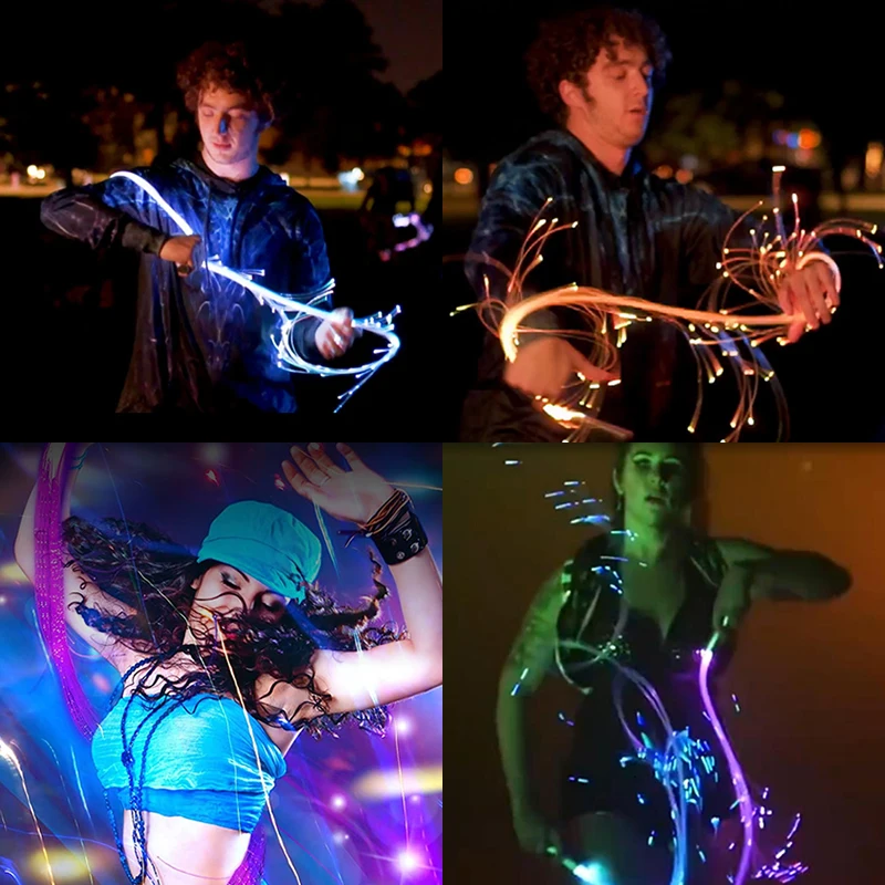 2023 LED Fiber Optic Whip USB Rechargeable Optical Hand Rope Pixel Light-up Whip Flow Toy Dance Party Lighting Show For Party