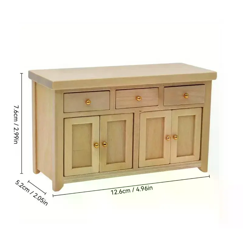 1 Stuks 1/12 Schaal Poppenhuis Kast Woonkamer Miniatuur Berken Poppenhuis Simulatie Opbergkast DIY Accessoires
