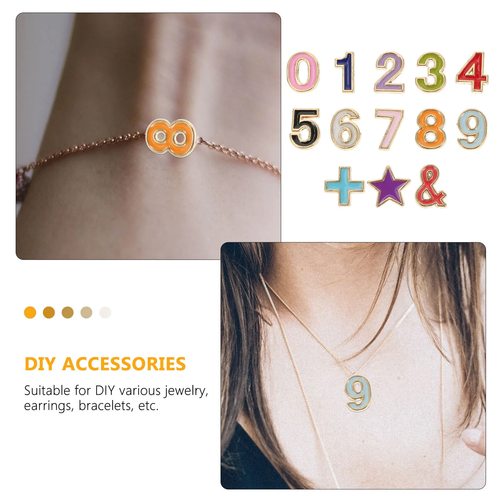 Breloques en alliage pour décoration de Bracelet, 13 pièces, symboles, chiffres, ornements en forme de matériaux exquis faits à la main