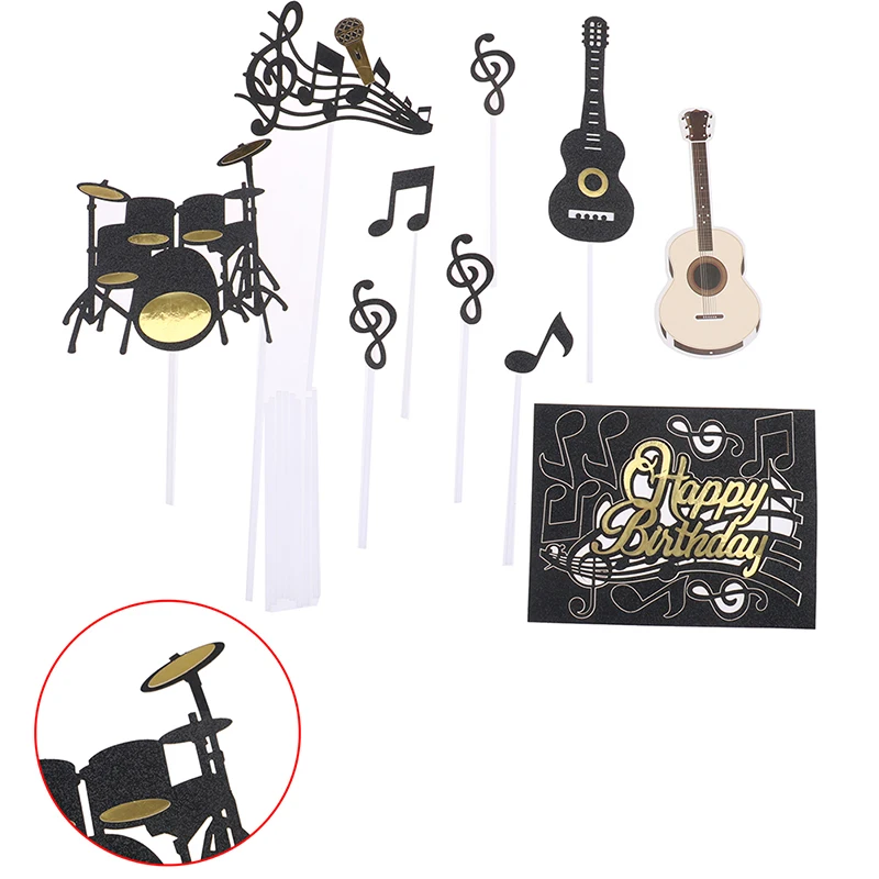 Creative Musical Notes Cake Topper Music Instruments Festival Cupcake Toppers For Wedding Birthday Party Decoration