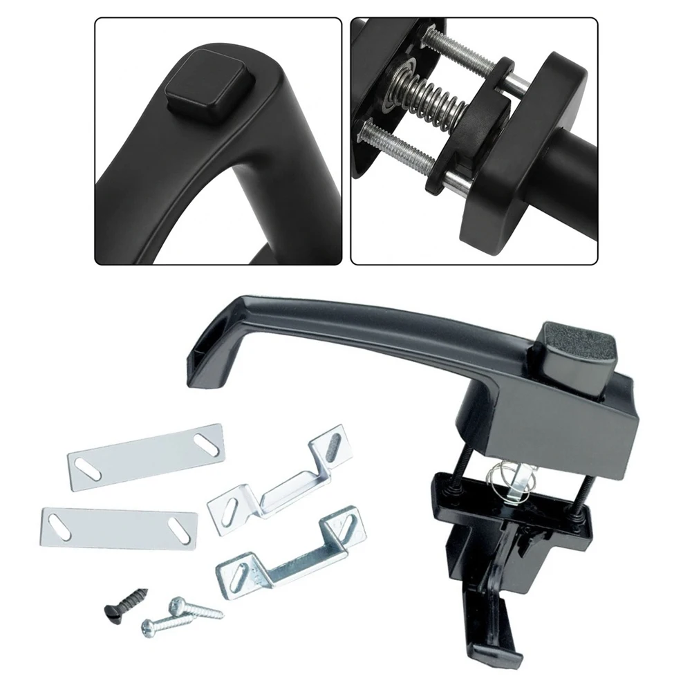 Matte Black Push Button Screen Door Latch Kit with for All Hardware for DIY Installation - No Additional Tools Needed