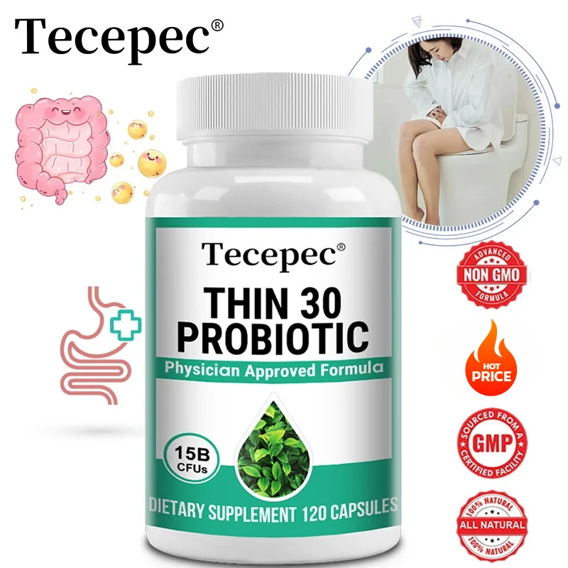 6 Probiotic Strains - Prebiotics - Cayenne Pepper & Green Tea - Supports Gut Health