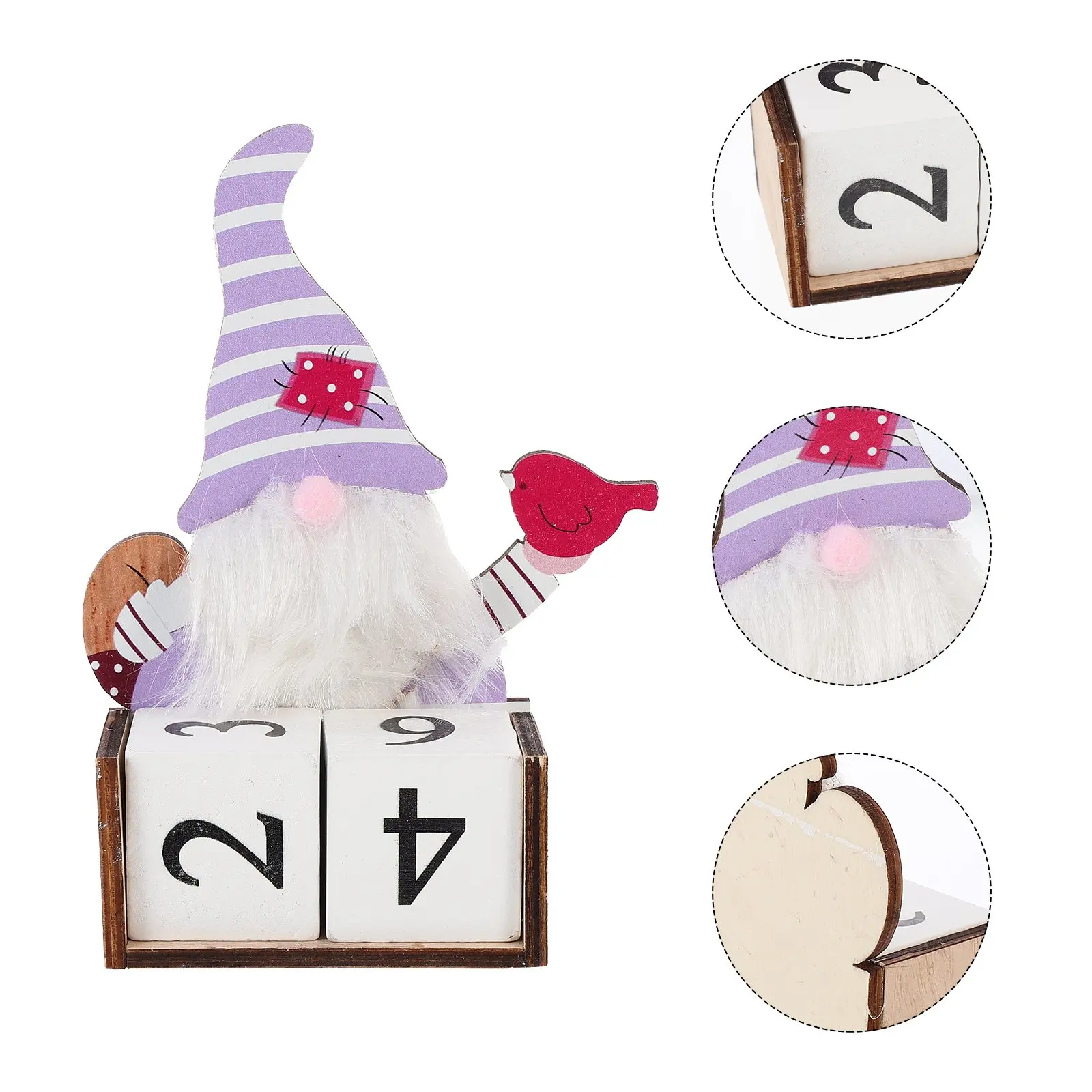 

1Pcs Wooden Christmas Desktop Calendar Stylish Perpetual Wood Block Date Display Tabletop Calendar for Office Home Decoration