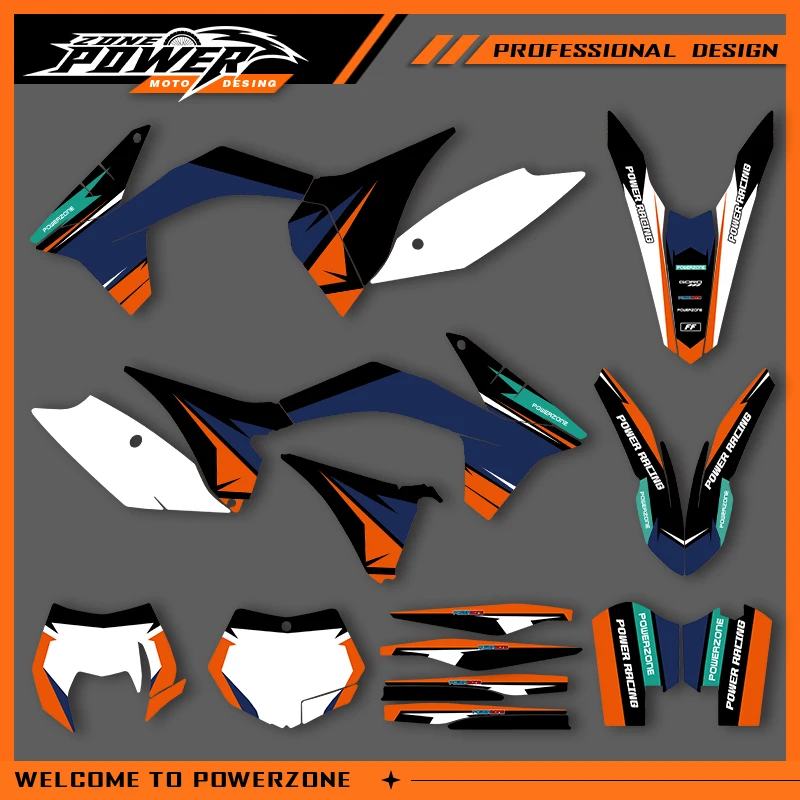 

POWERZONE Мотокросс Team Графический фон Наклейки Наборы наклеек для KTM 2012 2013 EXC EXC-F 2011 2012 SXF SX Индивидуальный номер 01