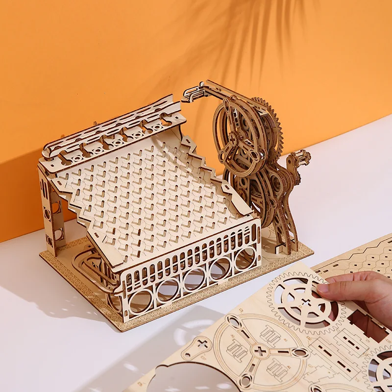 مجموعة تشغيل رخامية خشبية ثلاثية الأبعاد من OUZEY، مجموعات مكعبات بناء ألغاز DIY للبالغين والمراهقين، لعبة جذعية تعليمية وهدية فريدة من نوعها