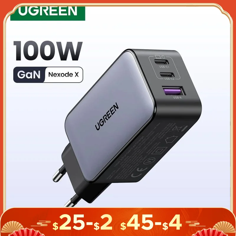 UGREEN 100W GaN Charger USB C Charger QC4.0 3.0 Quick Charge For Macbook Air Laptop Tablet PDFast Charger For iPhone 16 15 14Pro