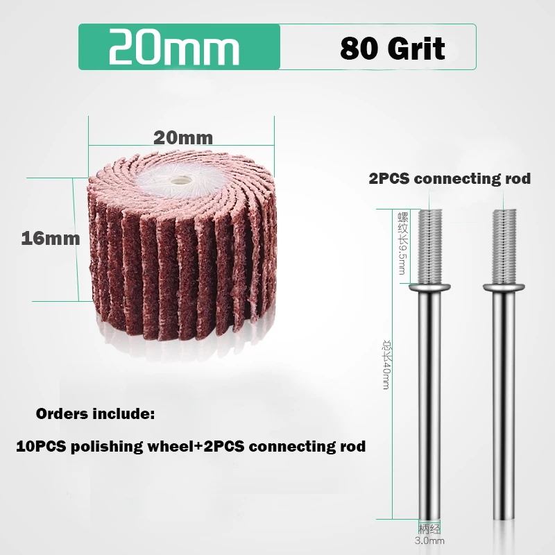 10PCS+2 Sanding Flap Set with 3mm Shank Grinding Wheel Head Sander Abrasive Tools Sandpaper Rust Removal for Dremel Rotary Tools