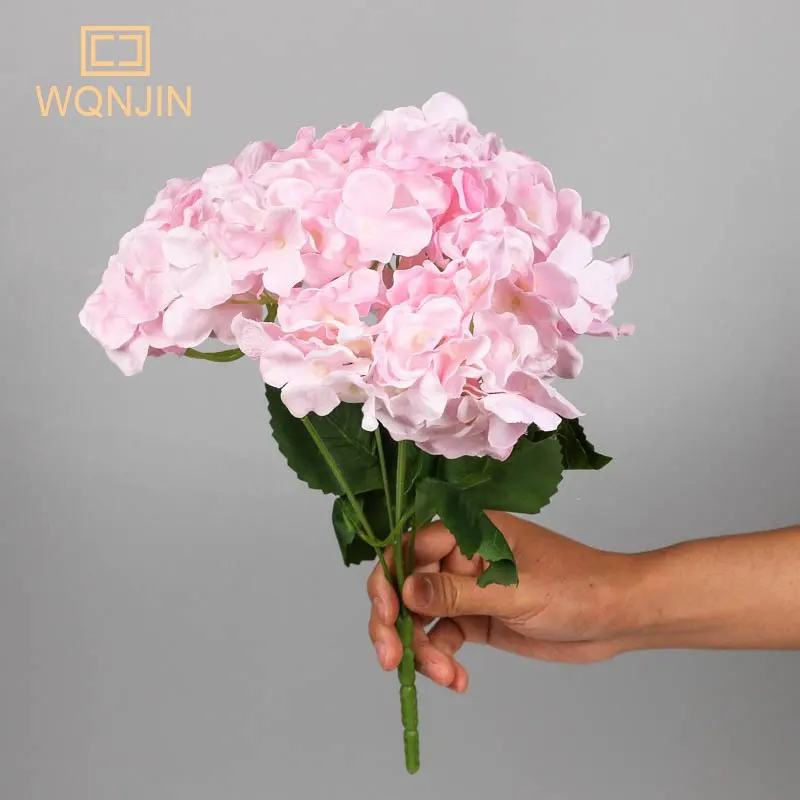 WQNJIN 5-köpfe Hortensienstrauß aus Seide, künstliche Blumen für Party, Hochzeit, Wohnzimmer, Dekoration, Zubehör, Heimdekoration – Detail 4