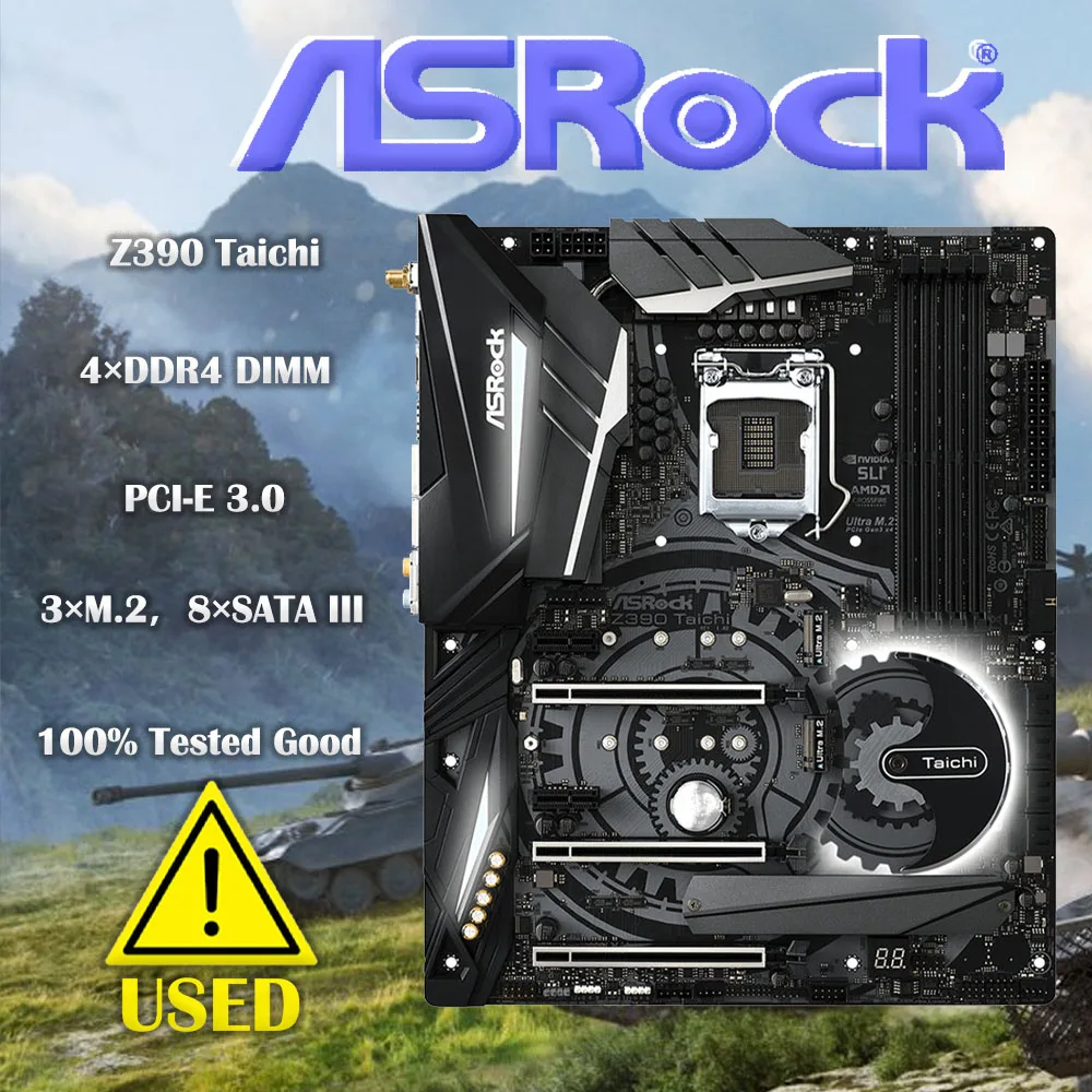 

Б/у ASRock Z390 TaiChi, оригинальная материнская плата для настольных ПК 1151, разъем Z390 LGA1151 DDR4 SATA3 USB3.0 M.2