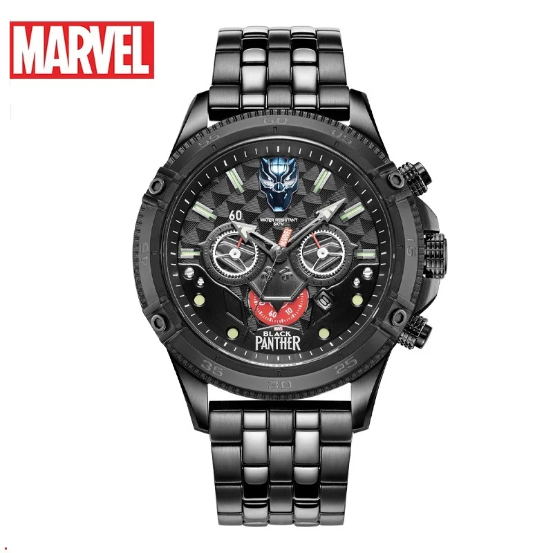 Marvel Avengers Iron Spider Man Black Panther For Mens Watch Quartz Wristwatch Coated Glass Multiple Time Male Relogio Masculino