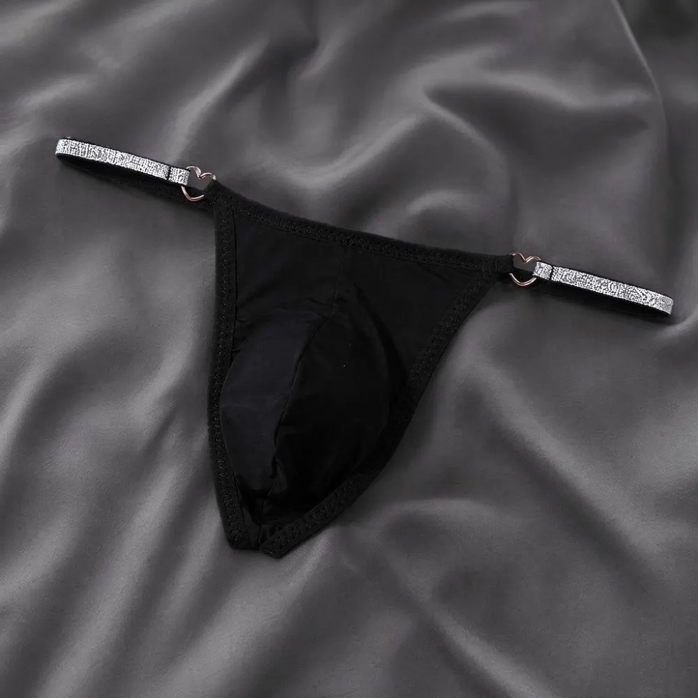 Underwear for Men Lingerie Men Glitter Belt Thongs Low Waist Underpants Men's Panties Thin Breathable Male Briefs Men