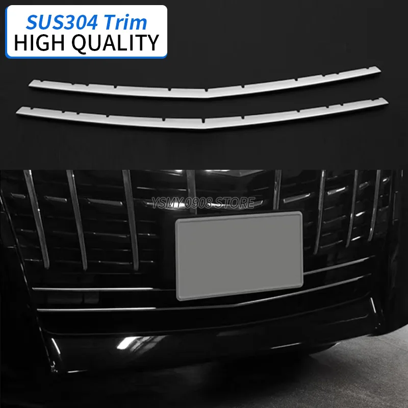 

2PCS Car Accessories Front Bumper Grille Cover Trim for Toyota Alphard 30 2018+ High Grade Stainless Steel Exterior Parts