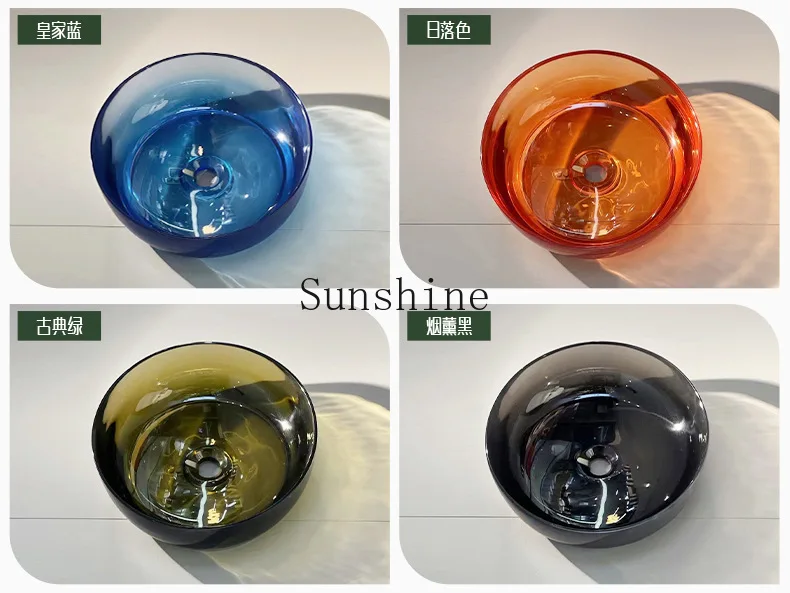Classical transparent resin basin Durable single hole creative hotel B & B bathroom luxury wash basin