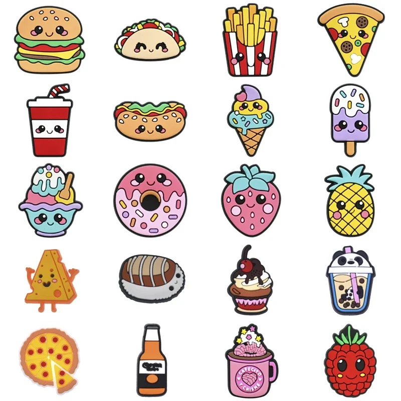 Shoe Charms for Crocs Accessories Hamburger Shoes Charm for Croc Decorations Pins Men Accessory Jeans Woman Clogs Clips Badges