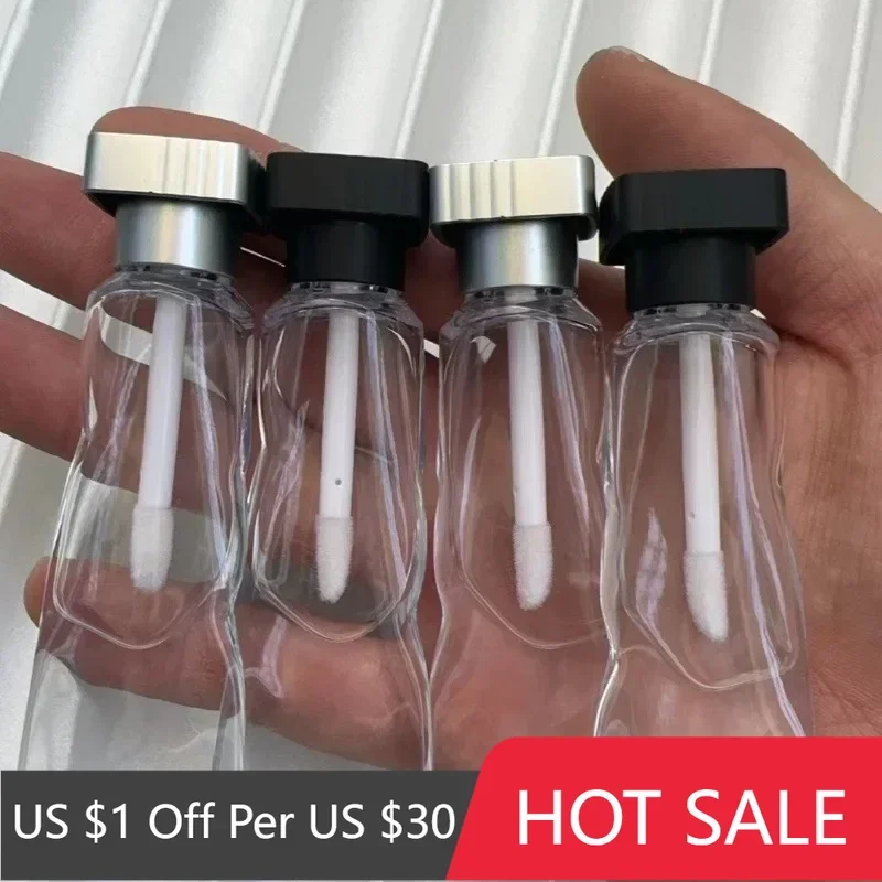 

50Pcs Refillable Unique Plastic Black Ice Cube Lipstick Packaging Toothpaste Shape Lip Gloss Container Tubes with Applicator 4ml