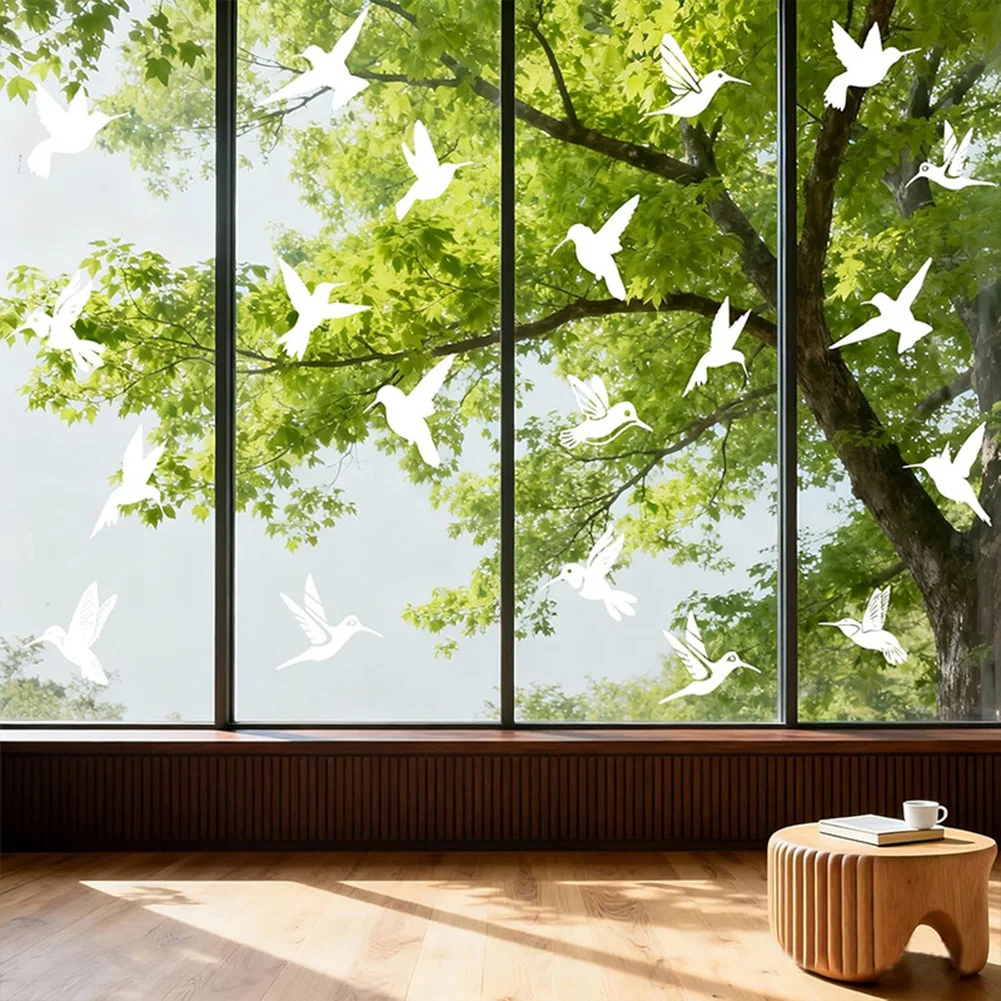 9 Pack Bird Deterrent Window Clings PVC Decals for Glass Doors White Bird Prevention Stickers Easy Peel Application