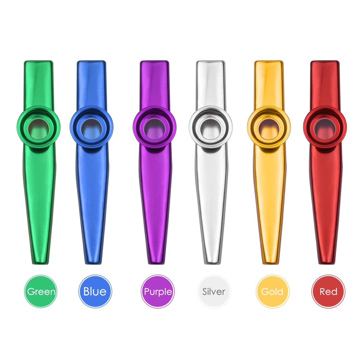 Muslady  Kazoo Aluminum Alloy Metal Musical Instrument with 6 Colours Portable Gifts for Child Adult Beginner Design Lightweight