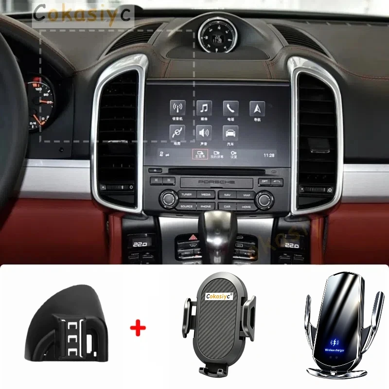 

Car Phone Holder For Porsche Cayenne 2016 2017 Mobile Phone Mounts Car Wireless Charging Special Fixed Base Accessories