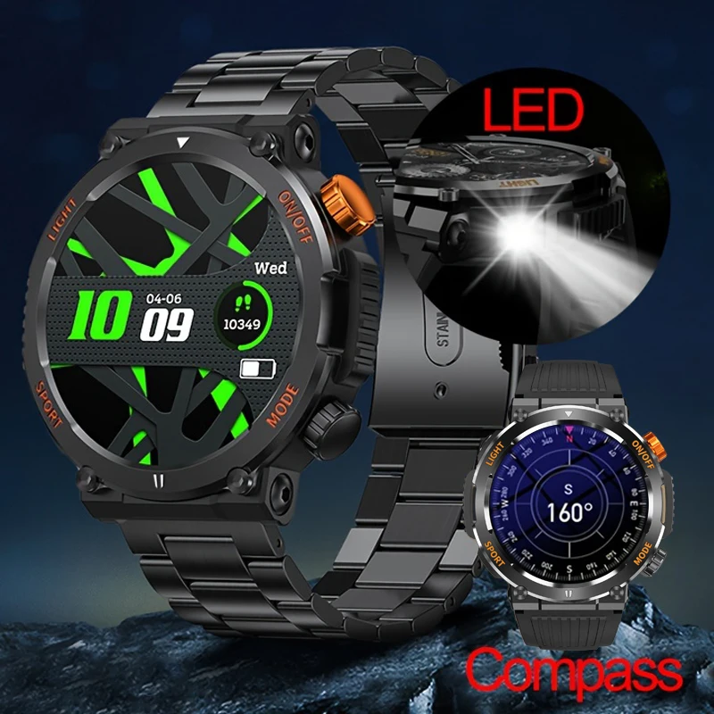 Lige Nieuwe Smart Watch Mannen Outdoor Sport Fitness Armband Led Lights Night Training Horloges Bluetooth Call Smart Watch Voor Man