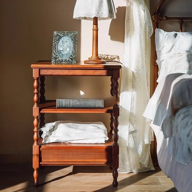 

Retro bedside table, household bedroom, living room storage side cabinet, sofa side table, medieval storage display edge