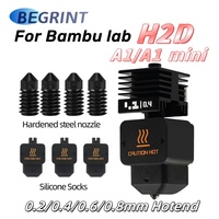 Upgrade Hotend Kit for Bambu Lab H2D  A1/ A1 Mini with 0.4mm Hardened Steel Nozzle Silicone sock Hotend for Bambulab H2D Hotend