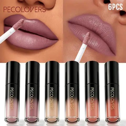 6PCS/SET Cream Matte Lip Tint Stick,Even Color Layering,Comfortable All-day Wear,Classic Neutral Lip Shades,Soft Fluffy Applicator Head,Compact Carry Lip Gloss Set,Suitable For Daily Travel And Everyday Female Makeup