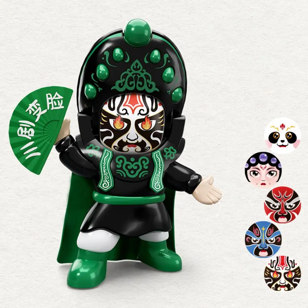 

Cartoon Face Changing Figure Sichuan Opera Face Changing Doll Set with 4 Makeups Chinese Peking Opera Figurine for Kids