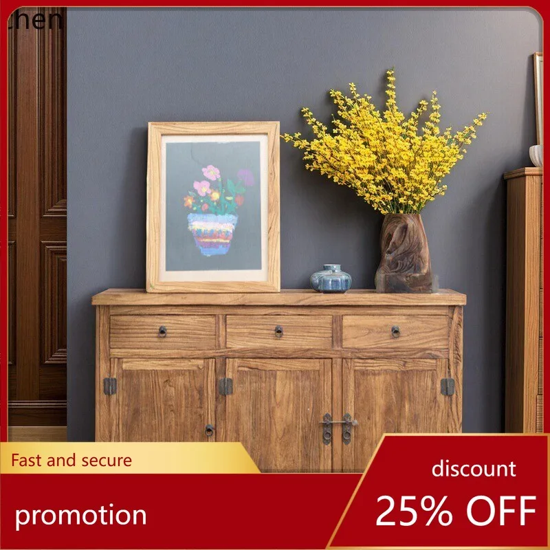 HT side cabinet retro new Chinese solid wood furniture storage log storage entrance wall integrated side cabinet