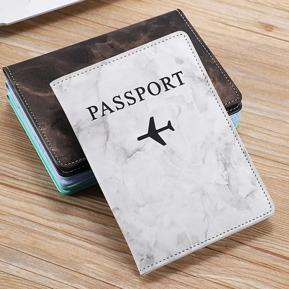 PU Leather Marble Grain Certificate Storage Bag Passport Protective Cover Passport Holder PU Card Case Travel Accessories