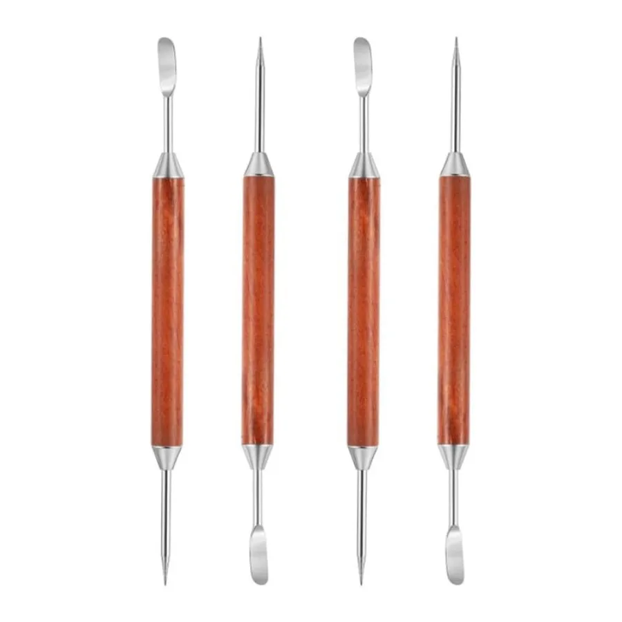 

4Pcs Latte Art Pen - Stainless Steel Double Ended Barista Tools with Wood Handle for Creating Art in Home Kitchens and Coffee D