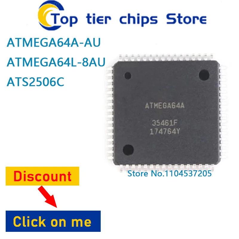 1pcs~10PCS/LOT  ATMEGA64A-AU ATMEGA64L-8AU ATS2506C  QFP64 100% NEW