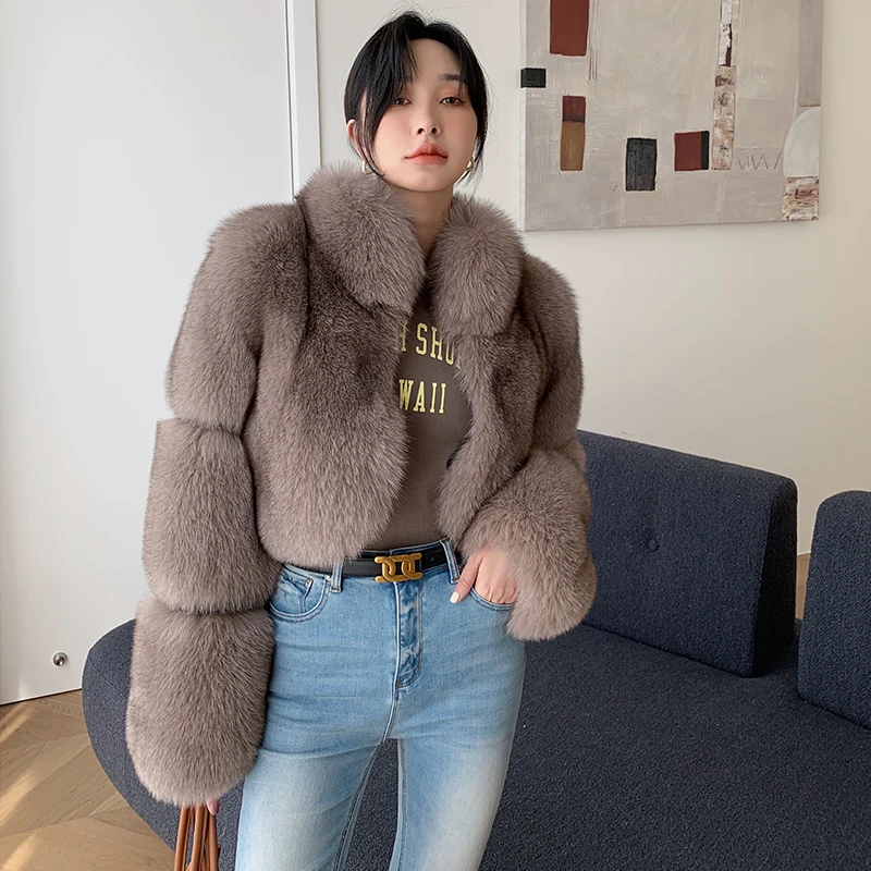 Fangtai 2023NewFashion Real Fox Fur Jacket For Women Winter Warm Luxury Plus Size Outwear FemaleVest Coats Free shipping special