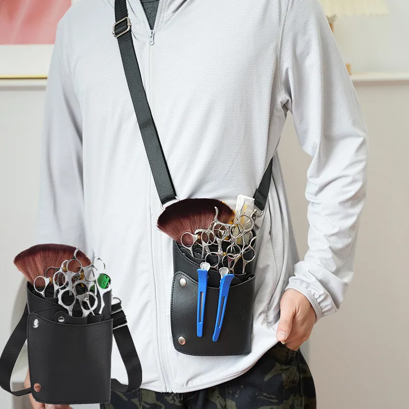 

Professional 6 Pocket PU Hair Scissors Bag Comb Case Waist Pack Messenger Bag Pouch Holder Barber Salon Hair Cutting Scissor Bag