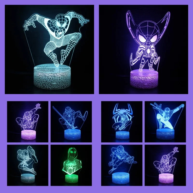 New Fashion Spider Man Toy Children's 16 Color Remote Control Night Light Superhero Christmas Gift Birthday 3D Gift Slideshow