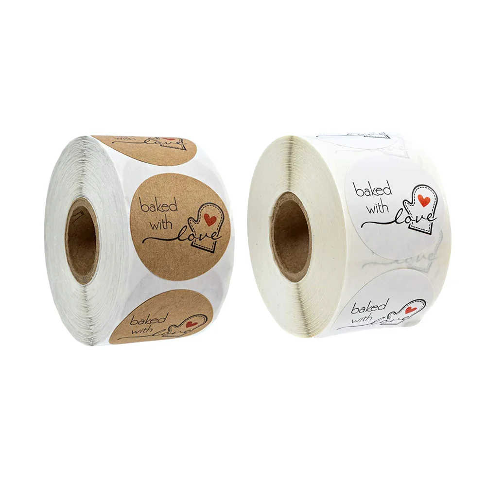 

2 Rolls Round Baking Stickers Premium Waterproof Labels for Bakery Gift Boxes Cookie Candy Bags Decorative Packaging Seal Lovers