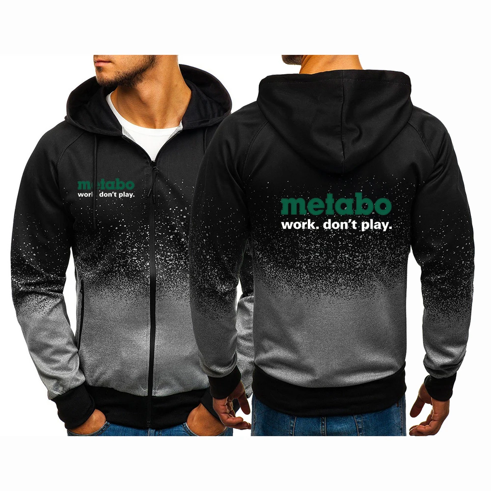 Metabo Tools Logo Print 2026 Spring And Autumn Hot Sales Men's Zipper Jacket Casual Sweatshirts Daily Hooded Coat