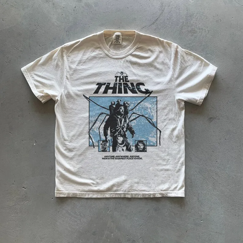 

Vintage 80s Horror Movie T-Shirt Sports Casual Loose Streetwear Cotton Crew Neck Short Sleeve Classic Comfort Top Unisex