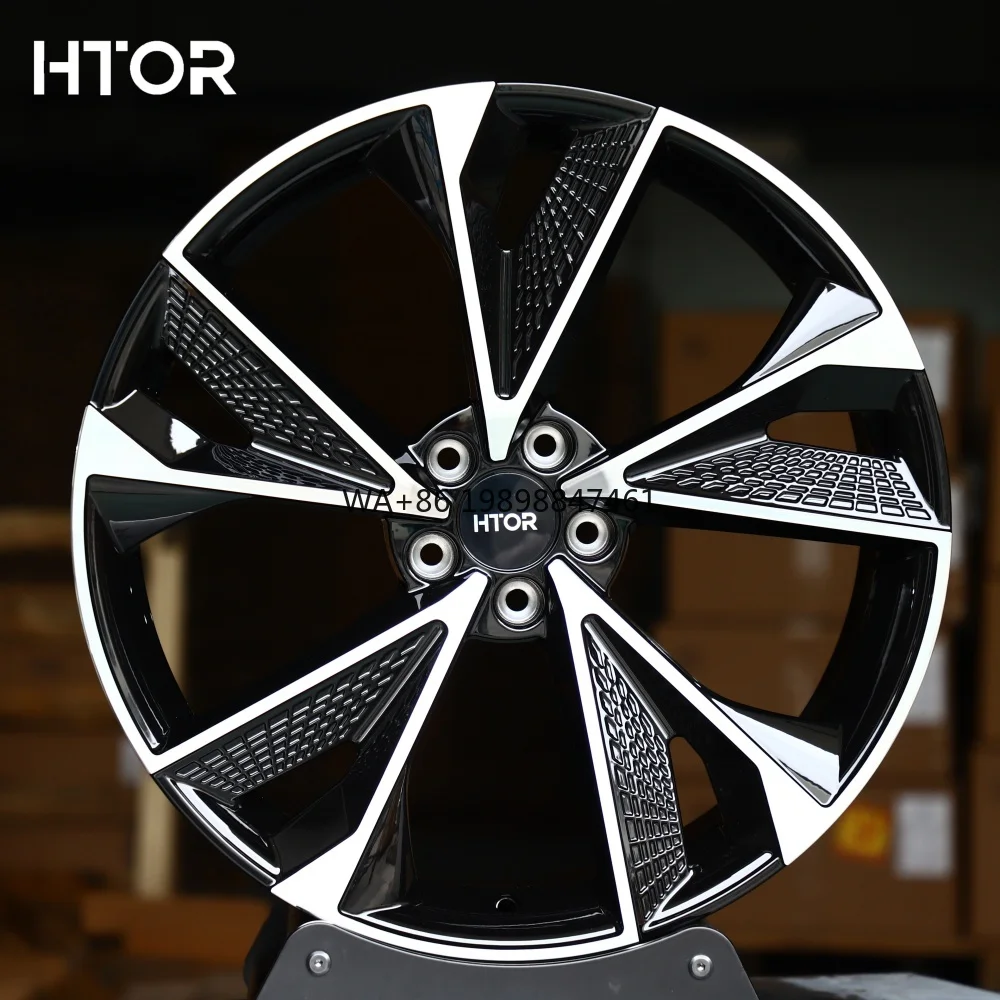

HTOR New Custom 18-24 Inch 5X112 5 Spoke Black Machined Face Forged Wheels for