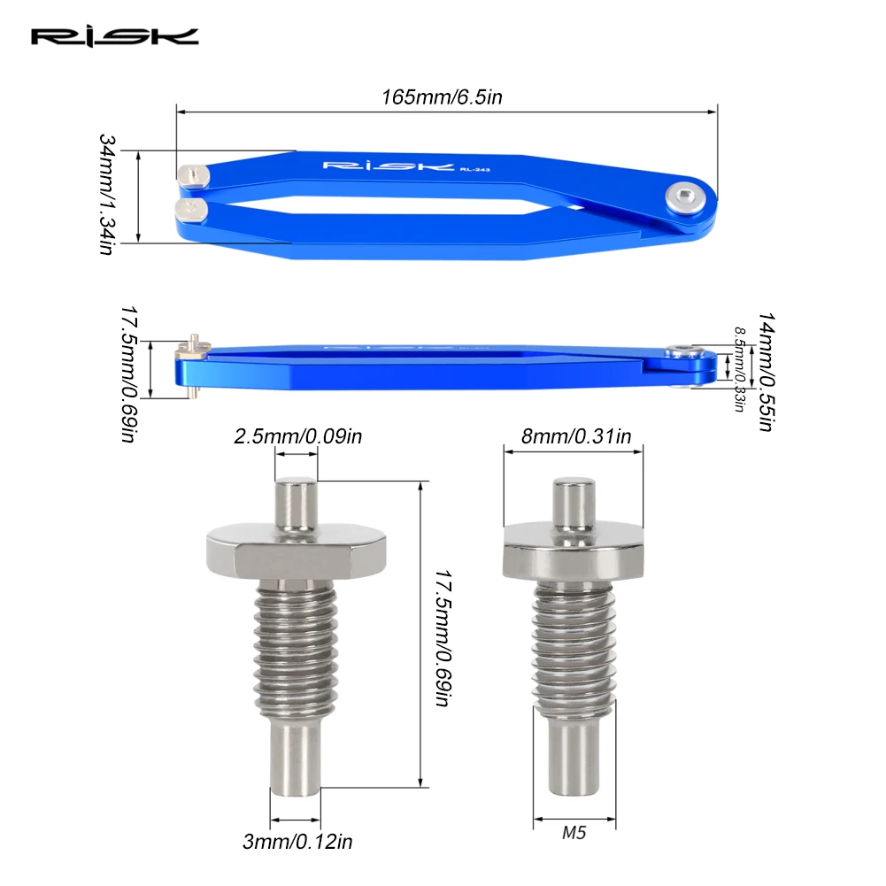 RISK Bike Crank Arm Cap Pin Spanner Wrench Adjustable Bicycle Repair Kit Hub Bottom Bracket Freewheel Removal Tool For NX/GX DUB