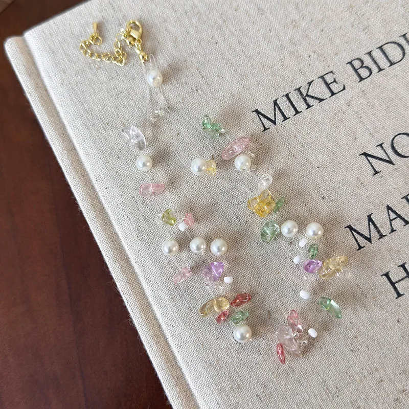 Cute Elegant Design Women Unique Gift Quality Premium Versatile Accessory Choker Pink Natural Stone Pearl Beaded Necklace