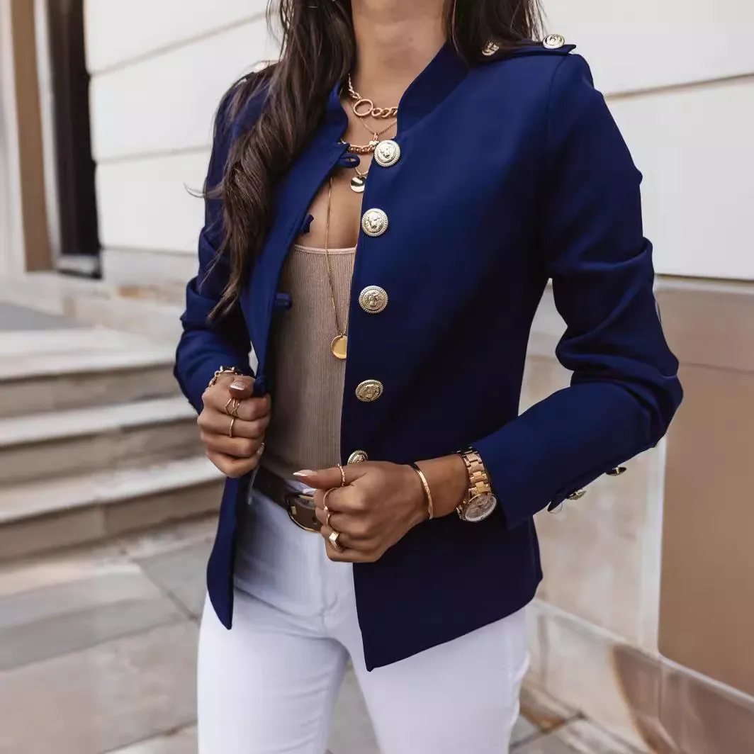 Long Sleeve Fitted Coat Regular Length Streetwear with Autumn European and American Style Regular Sleeve No Hood Women Jacket