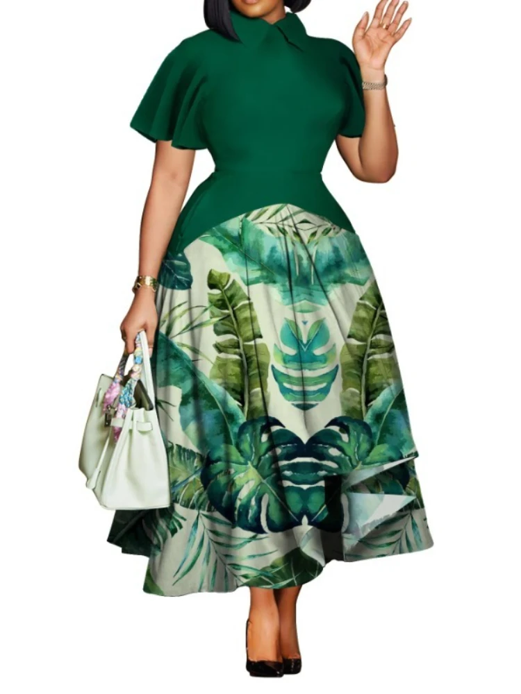 

Plus Size Elegant African Dresses For Women Dashiki Summer Maxi Dress Ladies Traditional African Clothing Fairy Long Dress