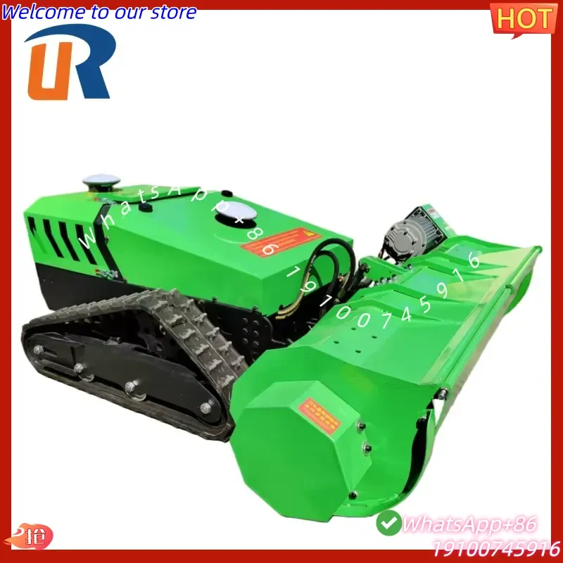 2026Hot 800mm Industrial All-Terrain Remote Control Crawler Lawn Mower 3000W Battery-Powered Motor Anti-Slip Treads 20-800mm