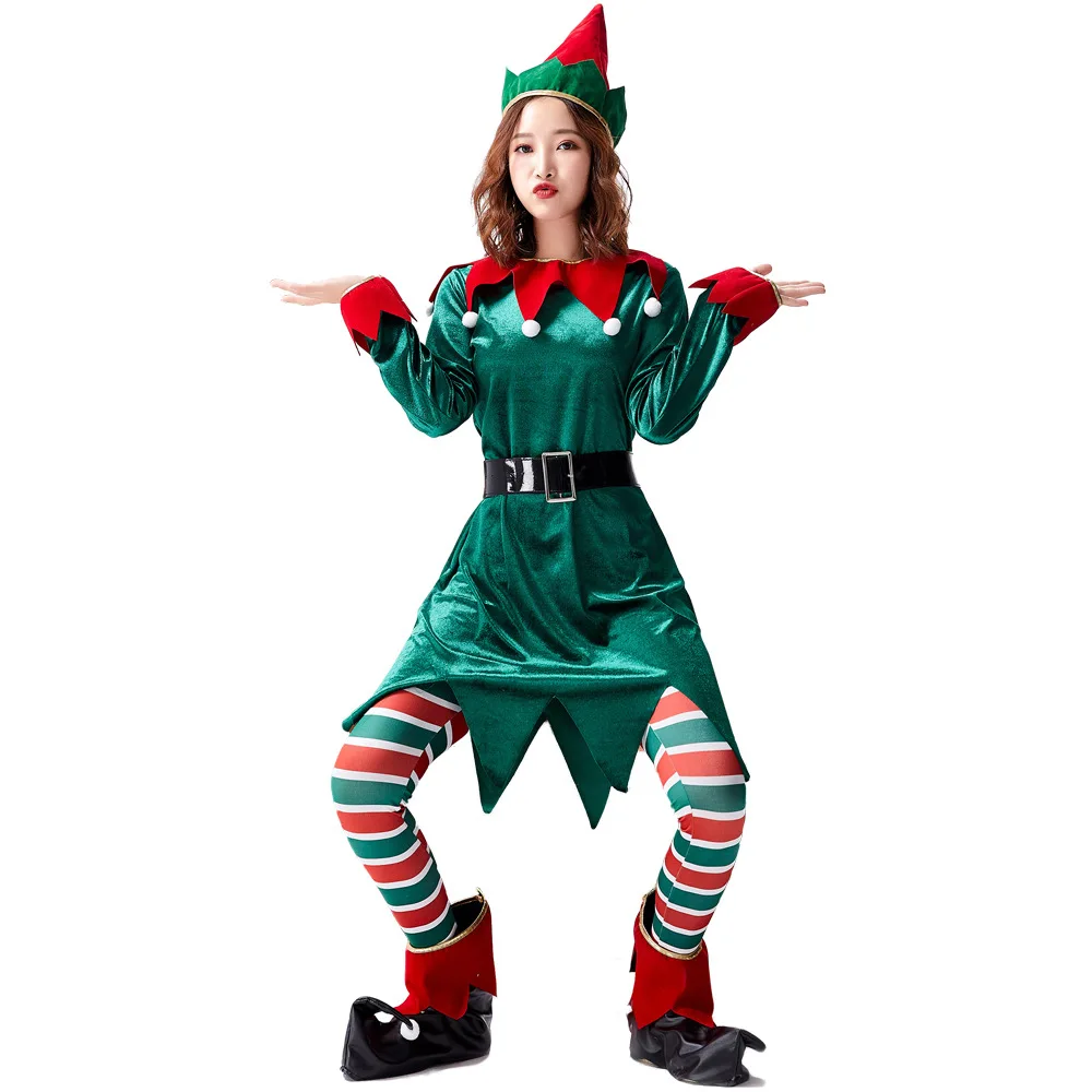 

Adult Green Elf Costume New Christmas Cosplay Performance Outfit Export Trade Fairy Suit for Adults Christmas Theme