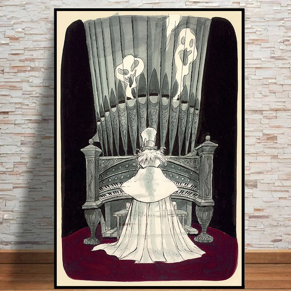 Disney Haunted Mansion Organist Concept Art Poster Print Disneyland Herr Victor Geist Ghost Canvas Painting Wall Art Home Decor