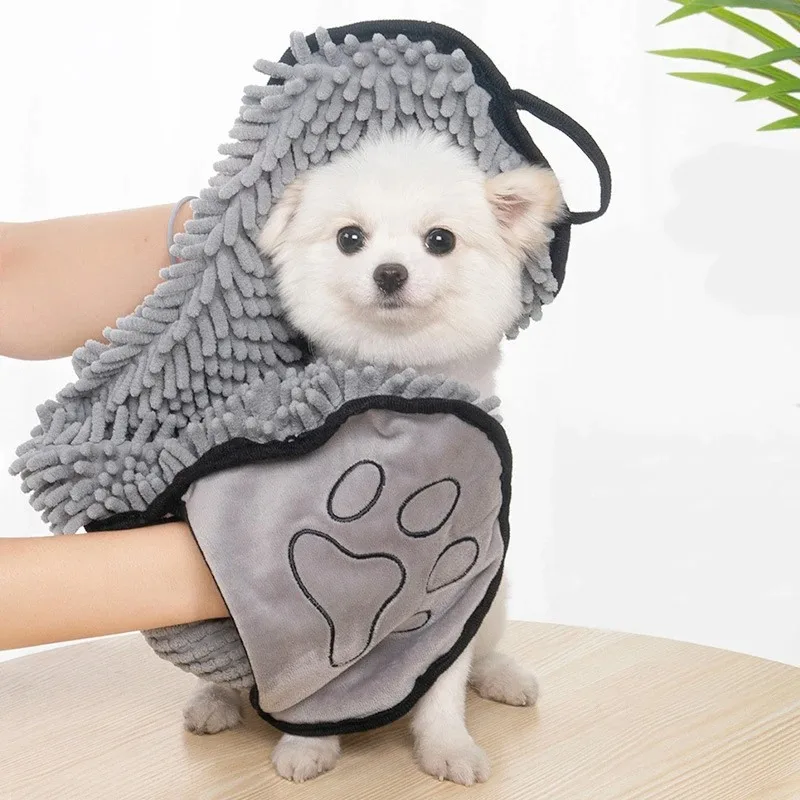 

Soft Dog Bath Robe Towel Quick Super Absorbent Pet Bath Towel Cat Bath Towel Convenient Pet Cleaning Washcloth Pet Accessories