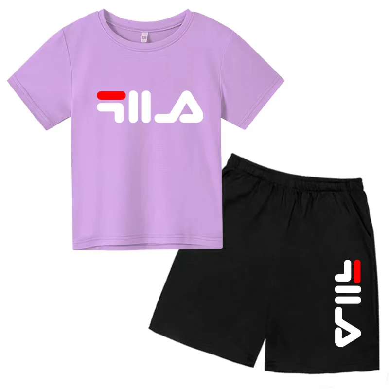 Kids Summer T-shirt for Boys/Girls Birthday Gift 3-13Y Top+Shorts Casual Fashion Brand Letter Beautiful Girl Sunshine Sports Set