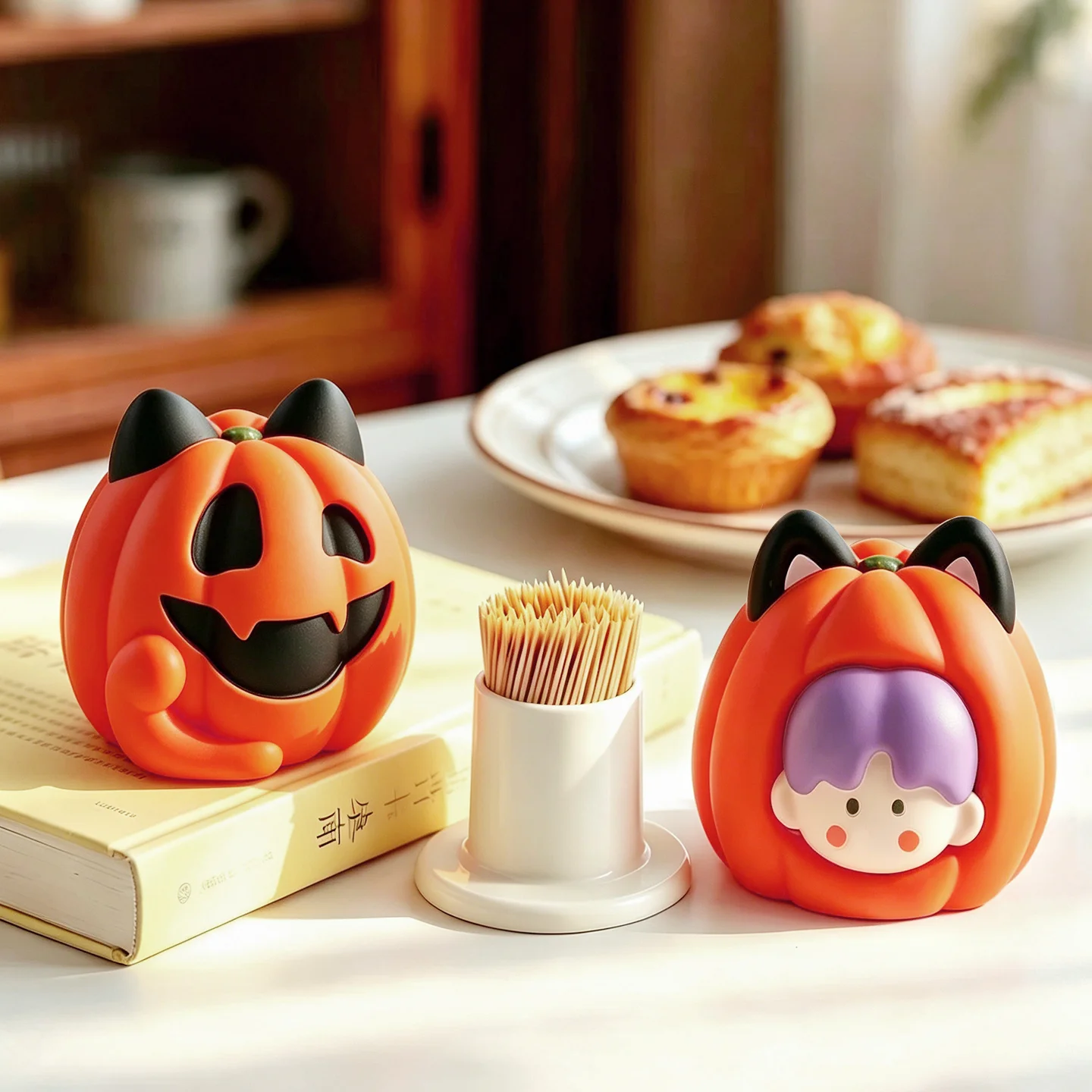 Cute Toothpick Holder Halloween Pumpkin Witch Toothpick Box Home Table Decoration for Halloween Party Supplies