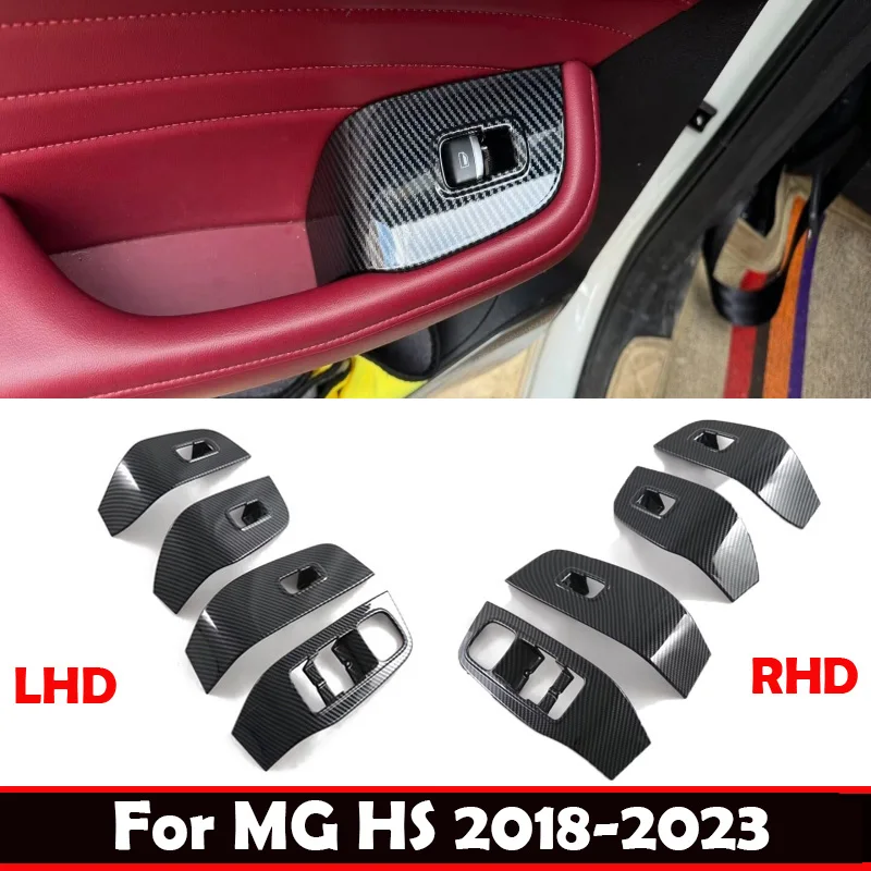 

LHD RHD For MG HS 2018-2023 ABS CarbonFiber Interior Car Accessories Windows Rise Switch Panel Glass Lift Control Cover stickers