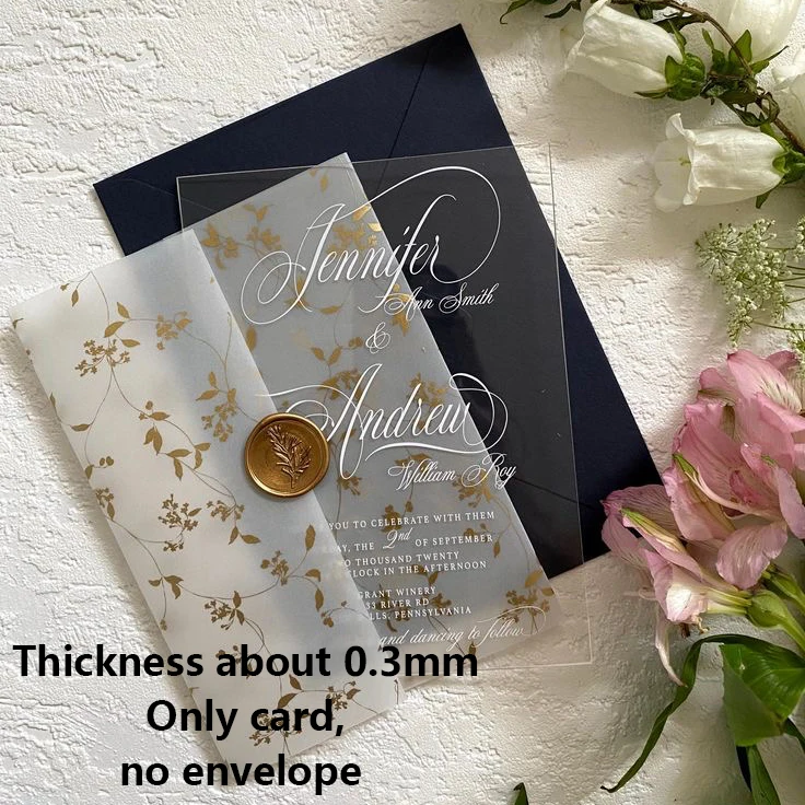 Personalized Clear Wedding Invitation Save The Date Custom Name Vintage Elegant Bridal Shower Card Party Menu Print Anniversary